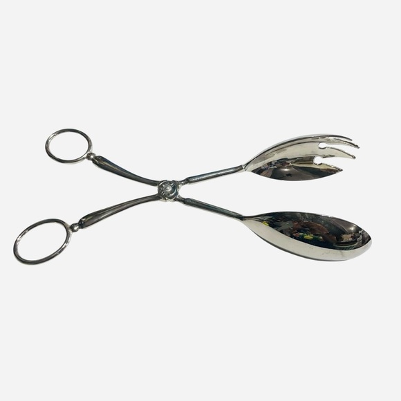 VTG Silver Plate Salad Tongs – Ornate Pastry Server – Elegant Buffet - Picture 9 of 12